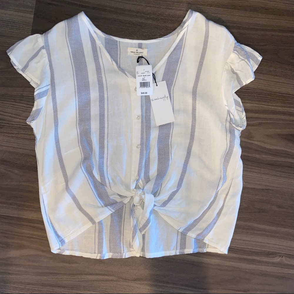 Thread & Supply Linen Striped Linen blouse